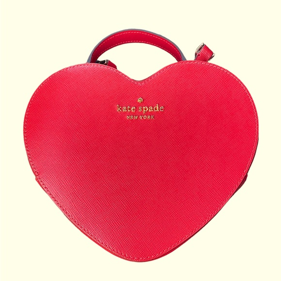 Kate Spade Love Shack Heart Crossbody Saffiano Leather Candied Cherry - Picture 3 of 6
